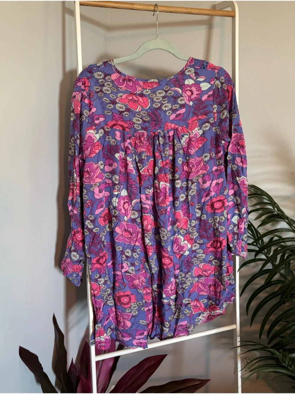 Floral Peasant Dress in Purple & Pink - Picture 10 of 14